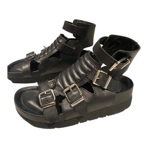 Ash black leather platform gladiator sandals. Sz 36